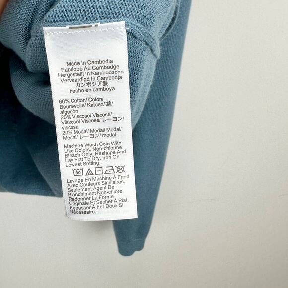 J.Crew V Neck Sweater Pullover Cotton Blend Relaxed Long Sleeve Seaside Blue L - Picture 6 of 10